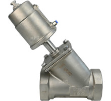 Клапан пневматический  VS3232PV-T-1PNC Dn-15 PN-16, корпус - нержавеющая сталь SS316, резьбовой, Y-образный