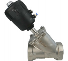 Клапан пневматический  VS324PV-T-1PNC Dn-80 PN-16, корпус - нержавеющая сталь SS316, резьбовой, Y-образный