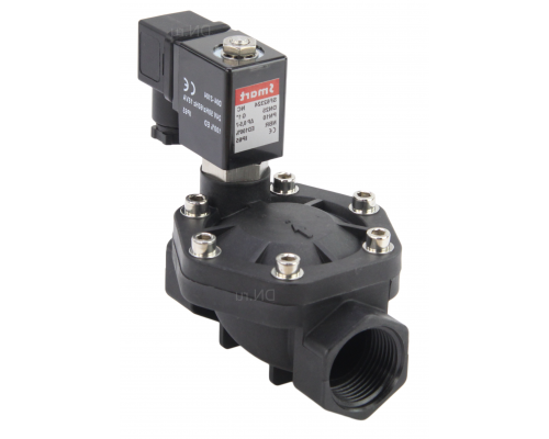 Клапан электромагнитный Smart SF-6232 1 1/4″ Dn-32 PN-10 муфтовый, нормально закрытый, корпус - эколон, мембрана - NBR, катушка 220В