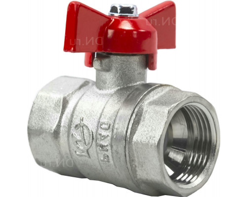 Кран шаровой ГАЛЛОП Стандарт 230 никель 1/2″ (аналог 11б27п1) ДУ-15 Py40 ВР-ВР полнопроходной, управление ручка-бабочка, корпус - латунь