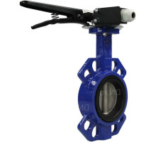 Затвор дисковый поворотный GG25-316L-NBR DN40 PN-16, корпус - чугун GG25, диск - Нержавеющая сталь AISI 316L, NBR, с ручкой, с двумя концевыми датчиками LS-103 250В и кронштейном для крепления концевых выключателей