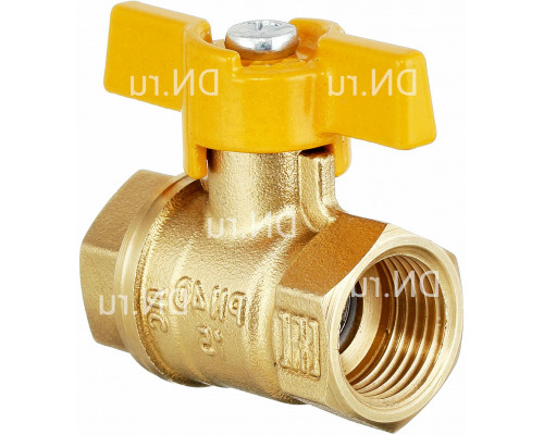 Кран шаровой газовый БАЗ А10/1 11б27п 1/2″ ДУ-15 PN-40 полнопроходной, латунный, внутренняя-внутренняя резьба, ручка-бабочка