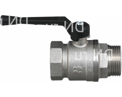Кран шаровой БАЗ 11б27п1 А31 1 1/4″ ДУ-32 PN-40 полнопроходный, латунный, никелированный, вр - нр, ручка-рычаг