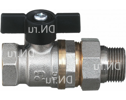 Кран шаровой БАЗ 11б27п1 А31/1 1″ ДУ-25 PN-40 полнопроходный, латунный, никелированный, вр - нр, ручка-бабочка, Американка