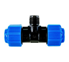 Тройник компрессионный ТПК-АКВА Dn25х1/2″ Ру-16 ПЭ наружная резьба