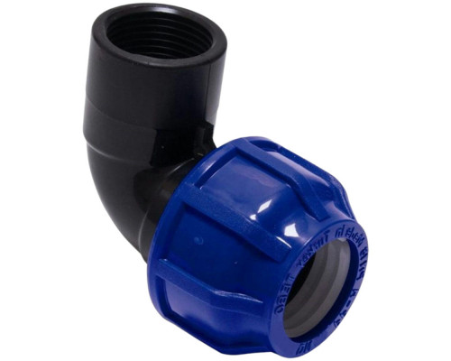 Отвод компрессионный TEBO KOM-VR Dn20x1/2″ Ру-10 для ПНД труб, переходной, разъемный, ВР, корпус - полипропилен
