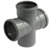 Крестовина канализационная TEBO Ду-110x110x110 87,5° безнапорная, полипропиленовая, серая для внутреннего монтажа