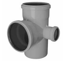 Крестовина канализационная TEBO Ду-110x110x50 87,5° двухплоскостная (левая), безнапорная, полипропиленовая, серая для внутреннего монтажа