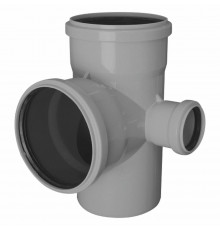 Крестовина канализационная TEBO Ду-110x110x50 87,5° двухплоскостная (левая), безнапорная, полипропиленовая, серая для внутреннего монтажа