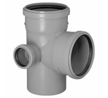 Крестовина канализационная TEBO Ду-110x110x50 87,5° двухплоскостная (правая), безнапорная, полипропиленовая, серая для внутреннего монтажа