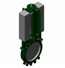 Задвижка шиберная ножевая Tecofi VG 4400-004N DN200 PN-10 под э/п и выдвижным штоком, корпус ковкий чугун, уплотнение нитрил
