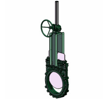 Задвижка шиберная Tecofi VGB 4400-08N DN450 PN-10 с двухсторонней герметичностью с редуктором, выдвижной шток, корпус ковкий чугун, уплотнение нитрил
