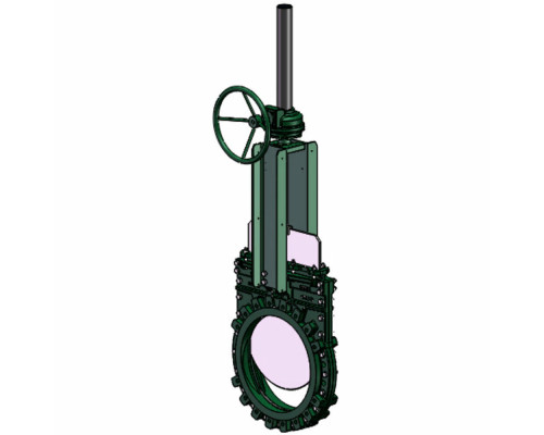 Задвижка шиберная Tecofi VGB 4400-08N DN450 PN-10 с двухсторонней герметичностью с редуктором, выдвижной шток, корпус ковкий чугун, уплотнение нитрил