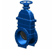 Задвижка клиновая Tecofi VOC4241-AP DN1000 PN-10 фланцевая, корпус - чугун, EPDM, обрезиненный клин, Тмакс=110°С, c редуктором