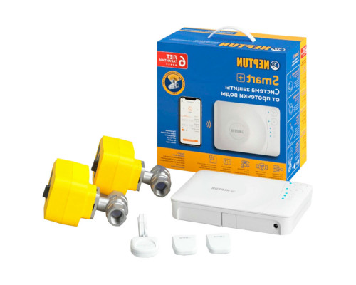 Комплект защиты от протечек воды Теплолюкс Neptun Profi Smart+ Tuya 3/4" Dn20 PN40 напряжение питания - 12В, комплектация - 6 шт. с беспроводными датчиками