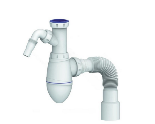 Сифон для умывальника Unicorn А520V 1 1/2″x40 бутылочный, с гофрой 40х40/50, отводом (штуцером)