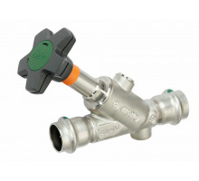 Клапан запорный Viega 2337.5 Ду-15 PN-16 свободного хода с наклонным седлом Easytop Inox с SC-Contur, пресс-соединение, из нержавеющей стали, со штурвалом