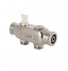 Коллектор Valtec VTc.505.SS.060502 1″ ДУ-25 выходов-2x3/4″ Py10 внутренняя резьба, выходы наружная резьба, корпус нержавеющая сталь, с межосевым расстоянием выходов 50 мм