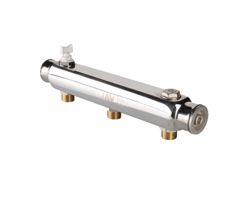 Коллектор Valtec VTc.510.SS.060403 1″ ДУ-25 выходов-3x1/2″ Py10 внутренняя резьба, выходы наружная резьба, корпус нержавеющая сталь, с межосевым расстоянием выходов 100 мм