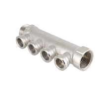 Коллектор Valtec VTc.550.N.0603 1″ ДУ-25 выходов-3x1/2″ Py16 внутренняя/наружная резьба, выходы внутренняя резьба, корпус латунь