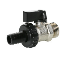 Кран шаровой дренажный Valtec VT.430.N 1/2″ ДУ-15 PN-10 полнопроходной со съемным штуцером, наружная резьба / штуцер, корпус - латунь никелированная