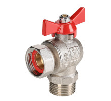 Кран шаровой Valtec VT.267.NS 1/2″х1/2″ ДУ-15х15 PN-40 угловой, укороченный, наружная резьба / накидная гайка, ручка-бабочка, корпус - латунь