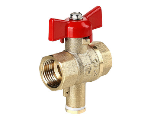 Кран шаровой Valtec СТАНДАРТ VT.128.GN 1/2″х1/2″хМ10 ДУ-15х15хМ10 PN-40 с полусгоном, для подключения датчика температуры М10, внутренняя/внутренняя резьба, корпус - латунь