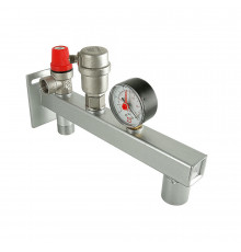 Группа безопасности консольная Valtec VT.495.0.0 3/4″ Dn-20 Py10 ВР на стальной консоли, давление настройки 3 бар, латунь