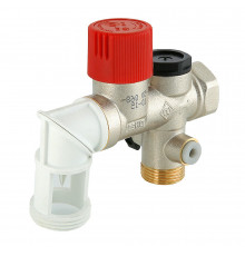 Группа безопасности бойлера Valtec VT.461.N.04 1/2″x1/2″x1 1/4″ Dn-15x15x32 Py10 ВР, в комплекте сифон, давление настройки 7 бар, латунь