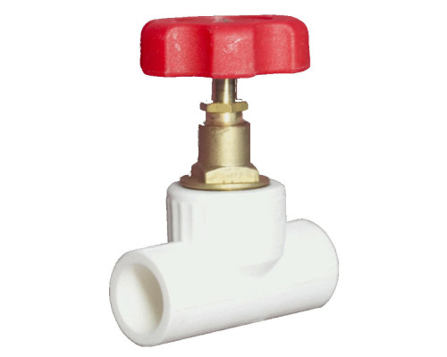 Клапан VALFEX PP-R Dn-32х90° запорный, внутренняя пайка, белый (вентиль)