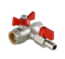 Кран шаровой Valtec VT.248.N.04 1/2″ ДУ-15 PN-40 муфтовый, полнопроходной, присоединение внутренняя/внутренняя резьба, управление ручка-бабочка, с обратным клапаном и дренажом, латунный никелированный