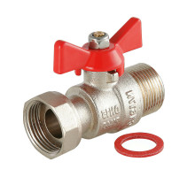Кран шаровой Valtec VT.260.N.0606 1″ ДУ-25 PN-25 муфтовый, стандартнопроходной, присоединение наружная резьба/накидная гайка, управление ручка-бабочка, латунный никелированный