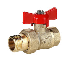 Кран шаровой Valtec СТАНДАРТ VT.127.GN.04 1/2″ ДУ-15 PN-40 муфтовый, полнопроходной, присоединение внутренняя резьба/американка, с полусгоном, управление ручка-бабочка, латунный