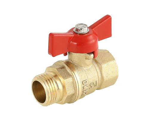 Кран шаровой Valtec СТАНДАРТ VT.123.G.04 1/2″ ДУ-15 PN-16 муфтовый, полнопроходной, присоединение внутренняя/наружная резьба, управление ручка-бабочка, латунный