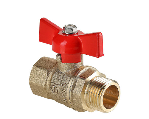 Кран шаровой Valtec СТАНДАРТ VT.123.GN.05 3/4″ ДУ-20 PN-40 муфтовый, полнопроходной, присоединение внутренняя/наружная резьба, управление ручка-бабочка, латунный