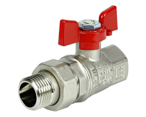Кран шаровой VALFEX Premium VF.227.NB1 3/4″ ДУ-20 PN-40 полнопроходной муфтовый, латунный, внутренняя резьба/американка, управление ручка-бабочка