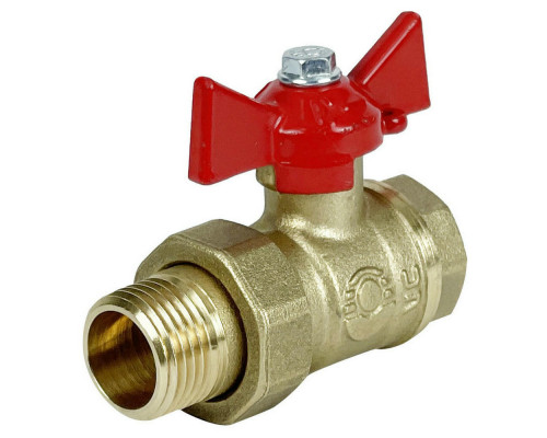 Кран шаровой VALFEX 11Б27фт1М OPTIMА VF.227.L0B1 1/2″ ДУ-15 PN-25 полнопроходной муфтовый, латунный, внутренняя резьба/американка, управление ручка-бабочка