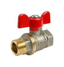 Кран шаровой 11б27фт1М VALFEX 1/2″ ДУ-15 PN-40 полнопроходной, никелированный, внутренняя/наружная резьба, ручка-бабочка (VF.218.NB1.012)