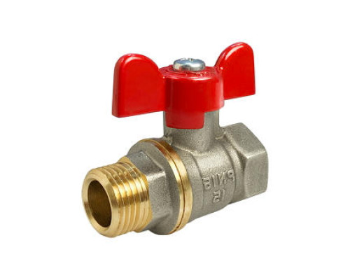 Кран шаровой 11б27фт1М VALFEX 1″ ДУ-25 PN-40 полнопроходной, никелированный, внутренняя/наружная резьба, ручка-бабочка (VF.218.NB1.100)