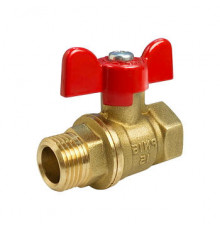 Кран шаровой 11б27фт1М VALFEX 1/2″ ДУ-15 PN-40 полнопроходной, латунный, внутренняя/наружная резьба, ручка-бабочка (VF.218.LB1.012)