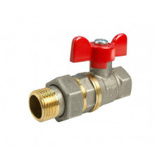 Кран шаровой 11б27фт1М VALFEX 1/2″ ДУ-15 PN-40 полнопроходной, никелированный, внутренняя резьба/″американка″, ручка-бабочка (VF.227.NB1.012)