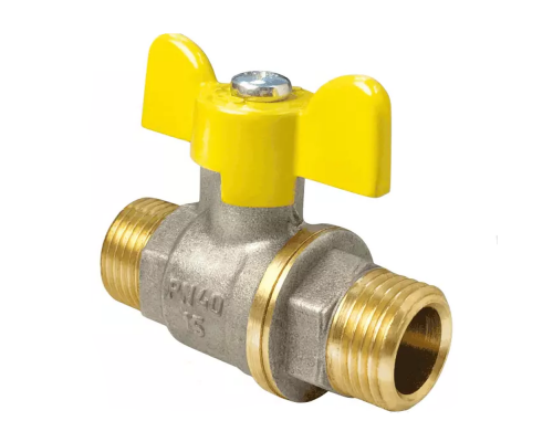 Кран шаровой газовый Valfex VF.279 11б27фтм 1/2″ ДУ-15 PN-40 полнопроходной, никелированный, наружная-наружная резьба, ручка-бабочка