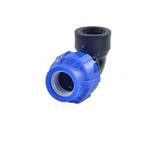 Отвод компрессионный ПЭ VALFEX 121001 ВР Dn63x2 1/2″ Ру-16 90° с внутренней резьбой