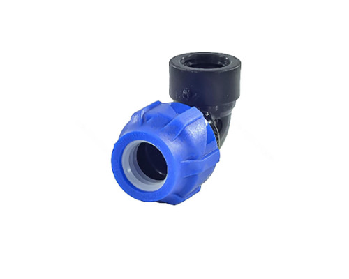 Отвод компрессионный ПЭ VALFEX 121001 ВР Dn63x2 1/2″ Ру-16 90° с внутренней резьбой