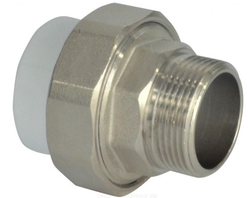 Муфта PP-R комбинированная Valfex Dn20х1/2″ разъемная ,усиленная , серая, НР