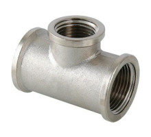 Тройник переходной VALFEX VF.750.N.100.034.100 1″х3/4″х1″ ДУ-25х20х25 Ру-40 латунный никелированный внутренняя резьба