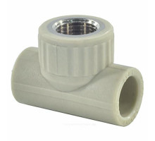 Тройник полипропиленовый комбинированный VALFEX Dn25x1/2″ Ру-25, внутренняя резьба, цвет серый