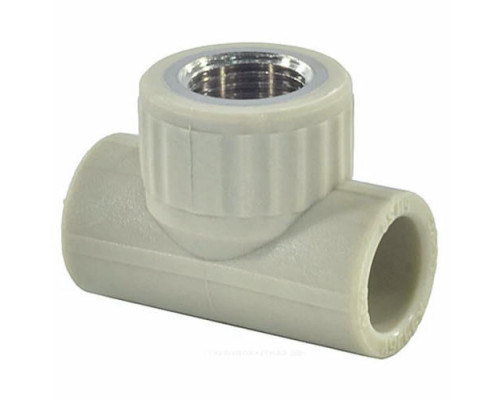 Тройник полипропиленовый комбинированный VALFEX Dn20x1/2″ Ру-25, внутренняя резьба, цвет серый