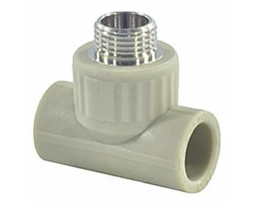 Тройник полипропиленовый комбинированный VALFEX Dn25x1/2″ Ру-25, наружняя резьба, цвет серый