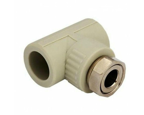 Тройник полипропиленовый комбинированный VALFEX Dn25x3/4″ Ру-25, накидная гайка, цвет серый
